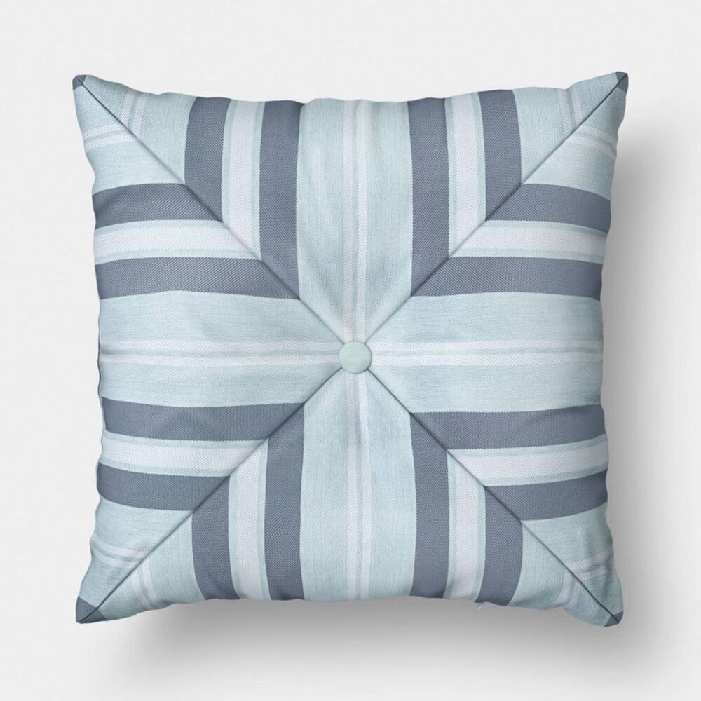 Open Box - 18"x18" Pieced Stripe Outdoor Throw Pillow Blue -  Blue